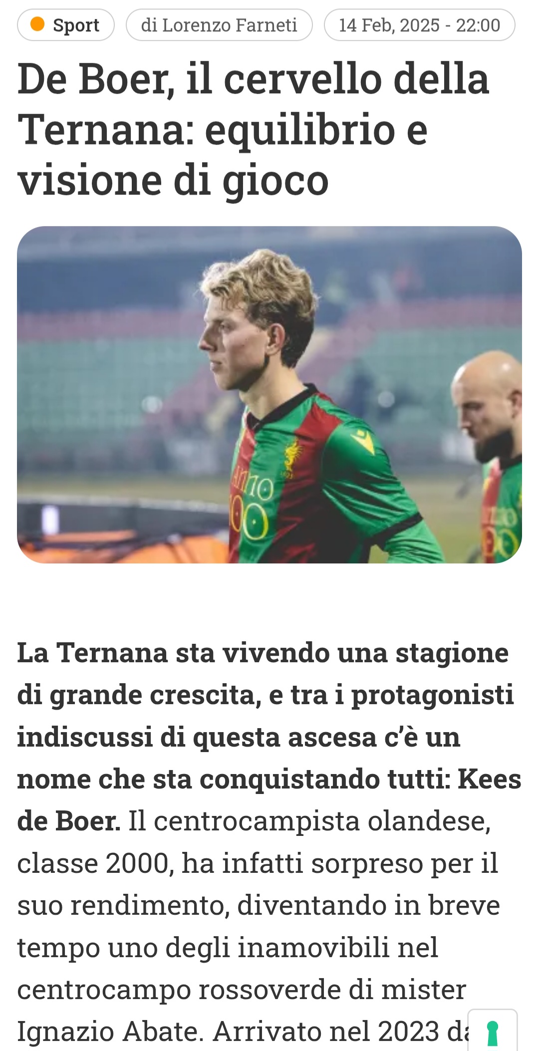 Artikel over Kees de Boer op Italiaanse site