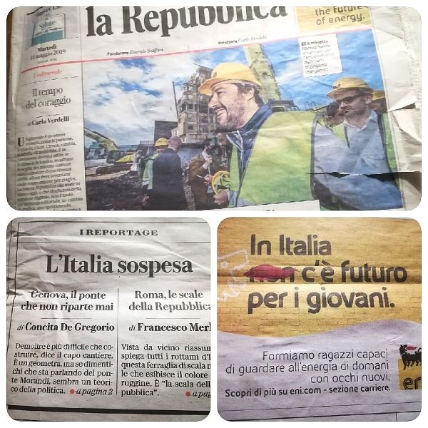 De recente cover van een Italiaans dagblad geeft weer welke thema's het maatschappelijk debat domineren