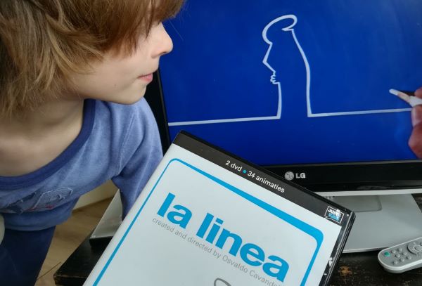 Een screenshot van het tekenfilmpje La Linea