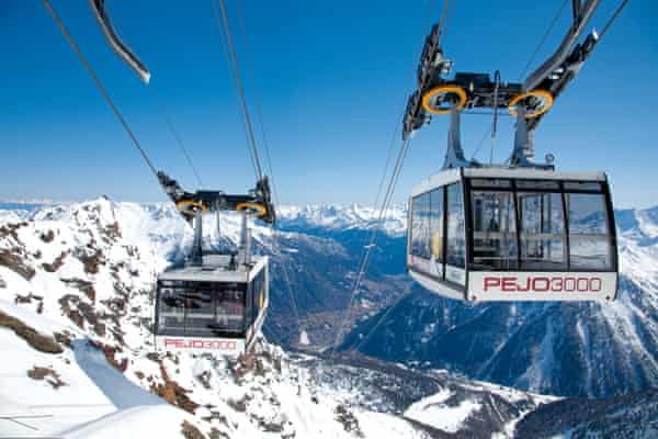 Ski lifts at the Italian Pejo 3000 ski resort