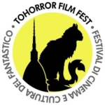 Logo van het filmfestival ToHorror in Turijn met de silhouetten van een kat en een iconisch gebouw, de Mole Antonelliana